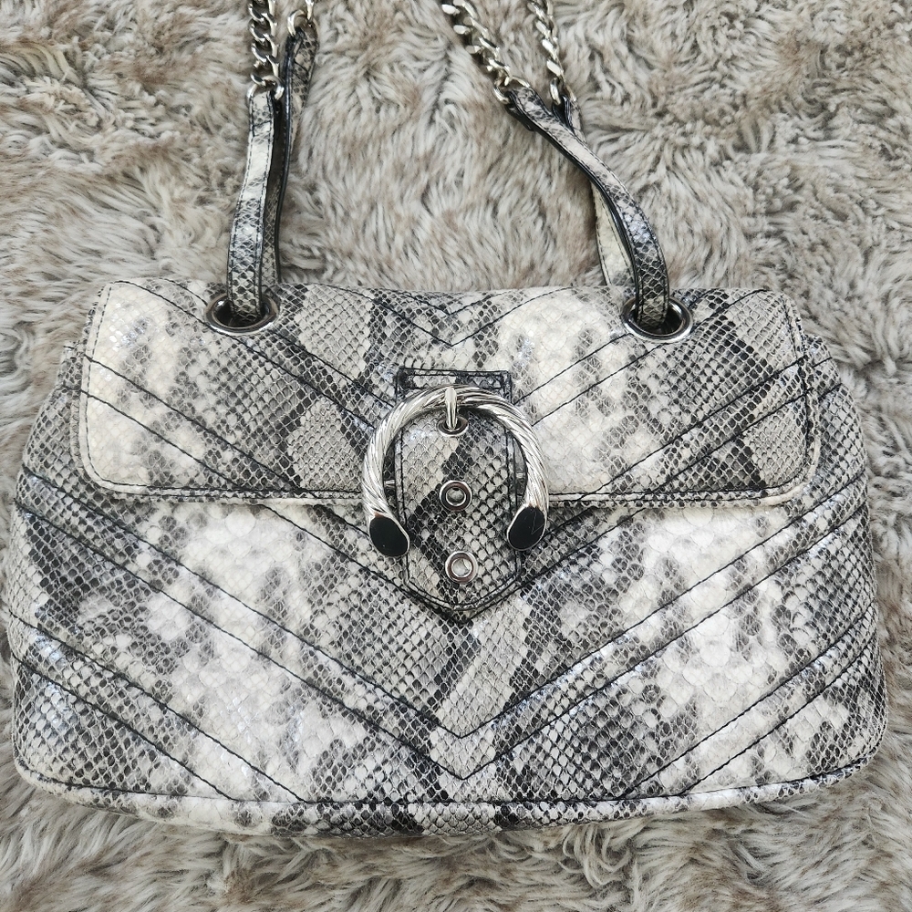 Circus NY by Sam Edelman Quilted Snakeskin Chain Handle Handbag - Picture 2 of 9